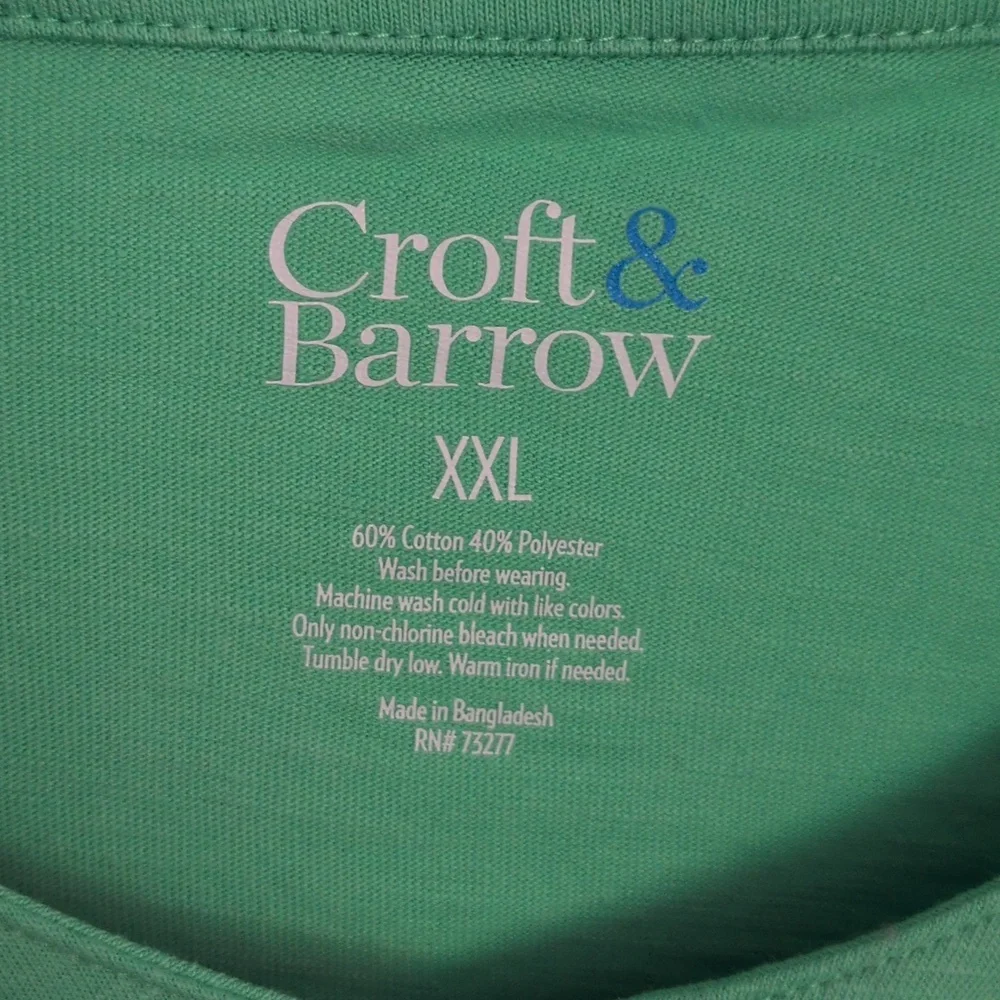 Croft & Barrow Green 3/4 Sleeve Ruffle Top - XXL